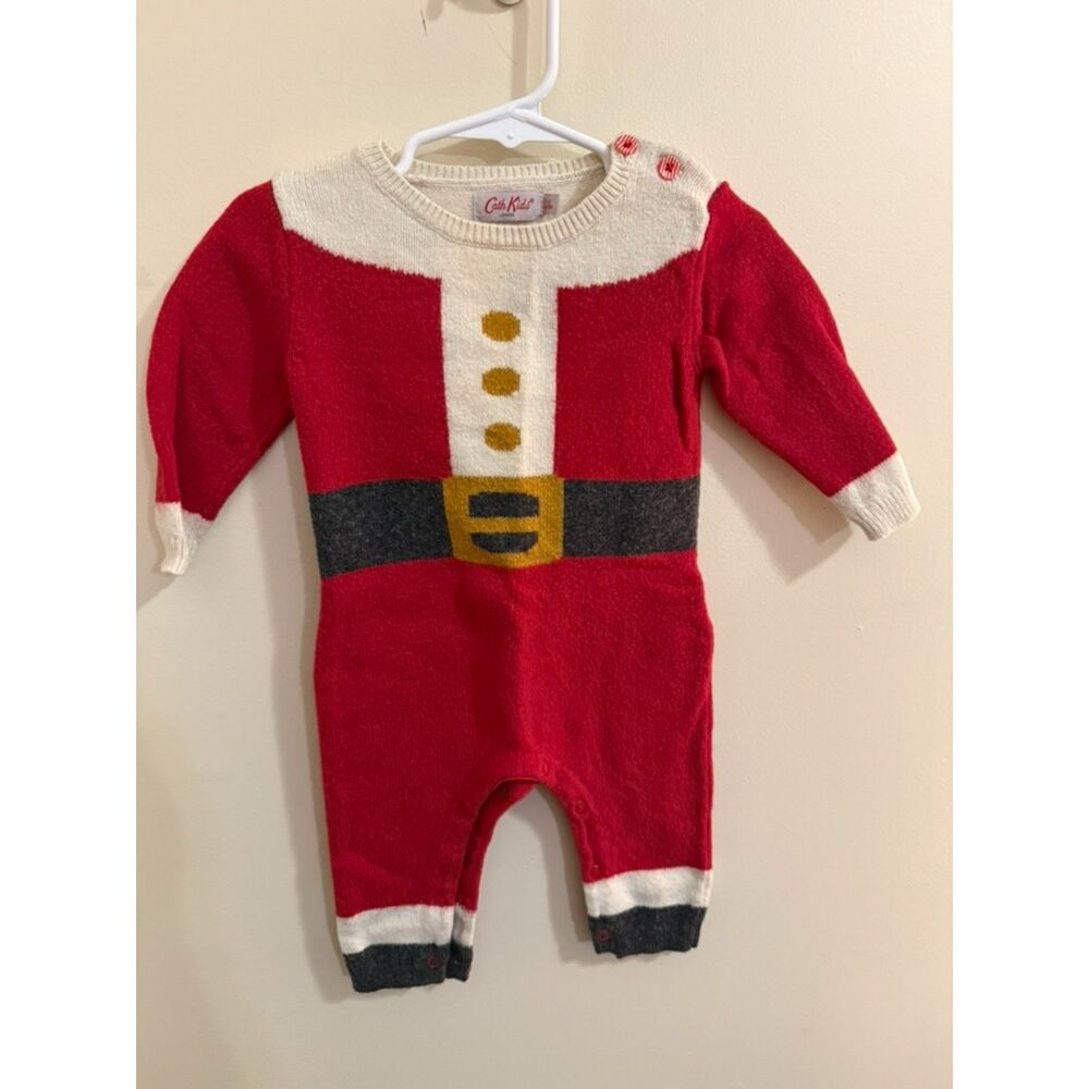 3-6m Cath Kids London Santa Sweater Romper